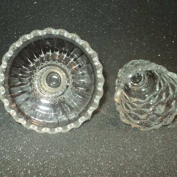 Vintage PartyLite Candle Holders Clear Quilted Crystal Set of 2, 4 Pieces P924 - Picture 5 of 5